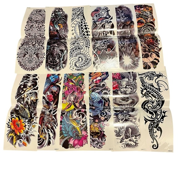 12-Piece Temporary Tattoo Stickers Sleeves Men & Women - Picture 6 of 9